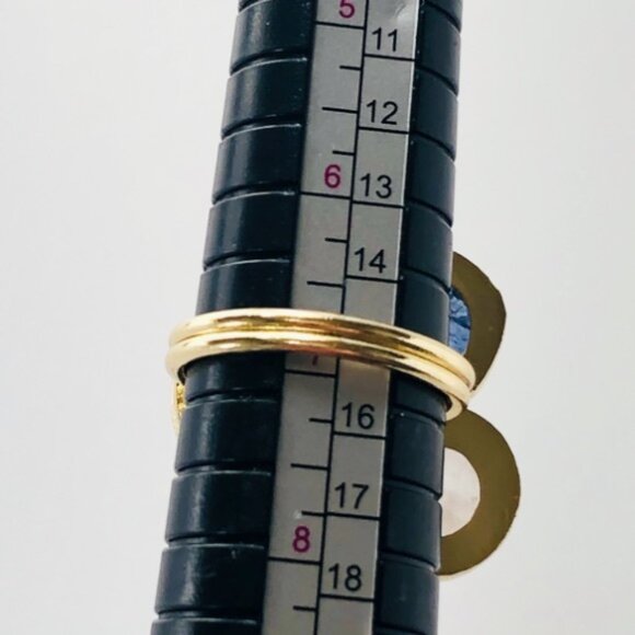 Gold Plated Rose Quartz Citrine Tanzanite Triple Stone Statement Ring - Picture 10 of 11